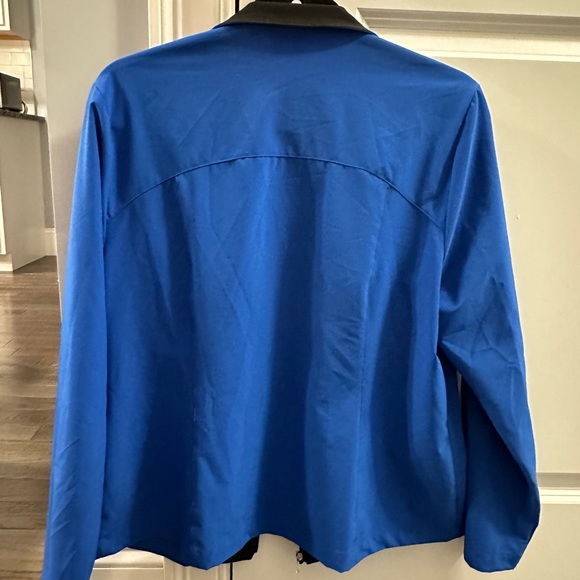 Weekends By Chicos Royal Blue Zip Lightweight Jacket with ruched side panels. - Picture 5 of 7